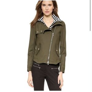 Veronica Beard Olive Army Green Moto Dickey Jacket Size 4